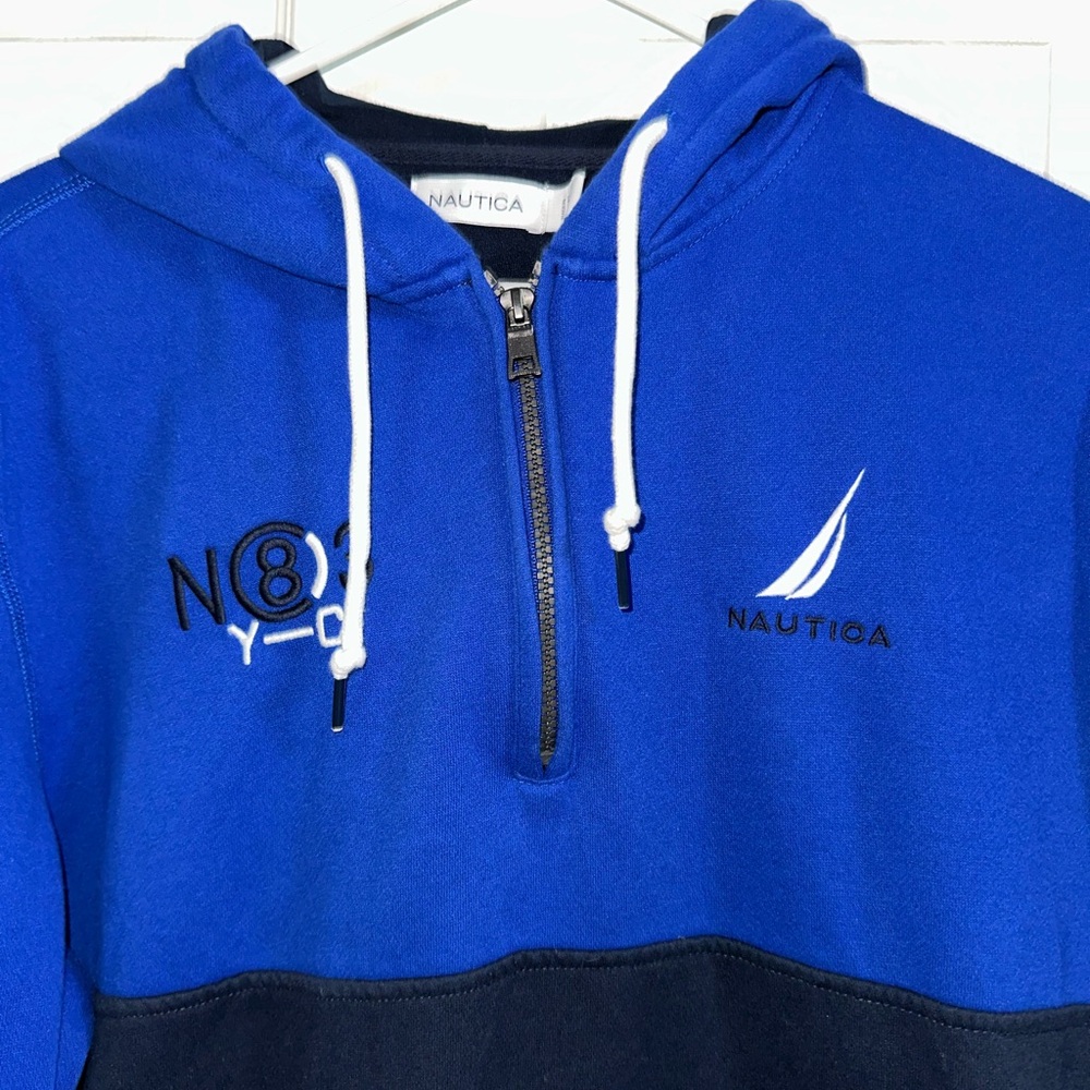 Blue and Black Nautica 1/4 Zip Hoodie - Picture 2 of 4